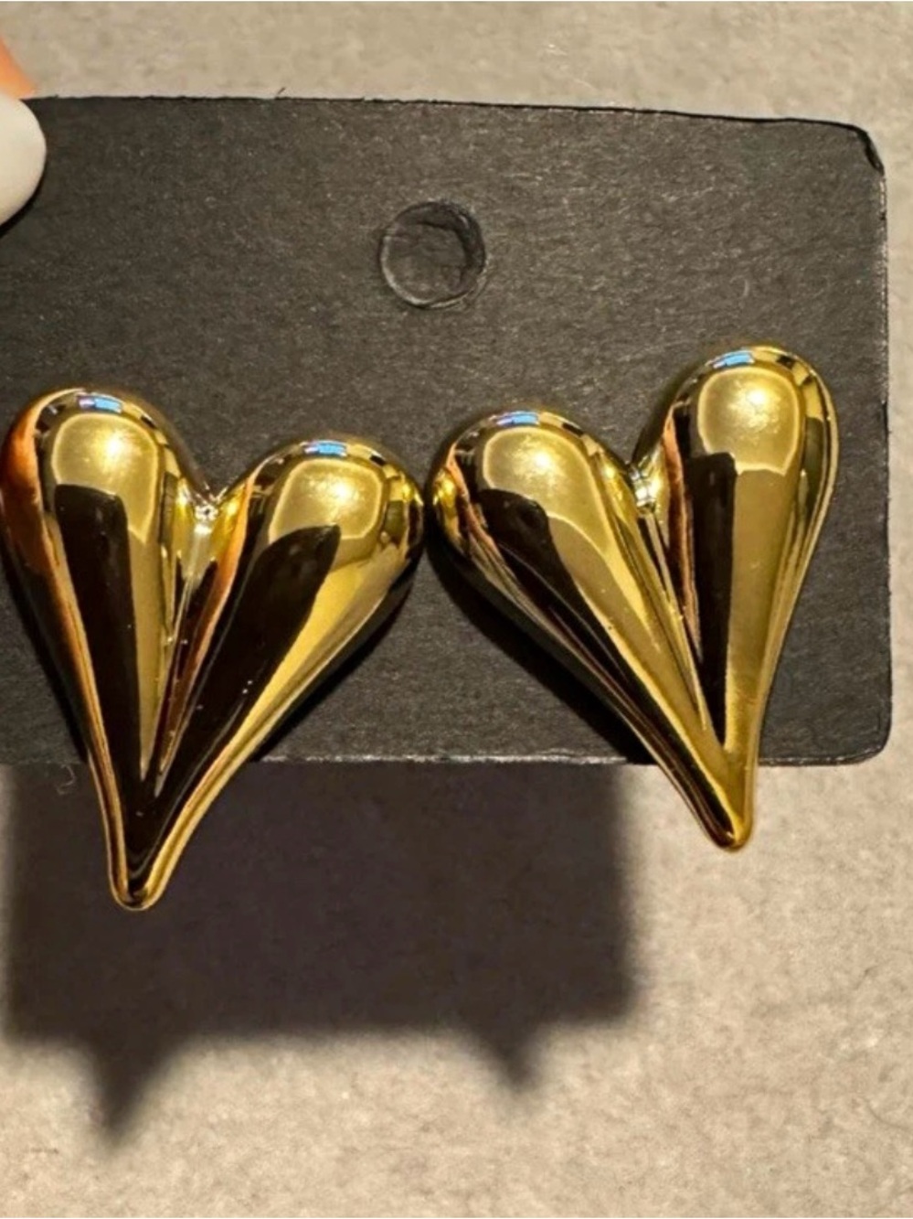 Gold Heart Statement Stud Earrings - Women Jewelry